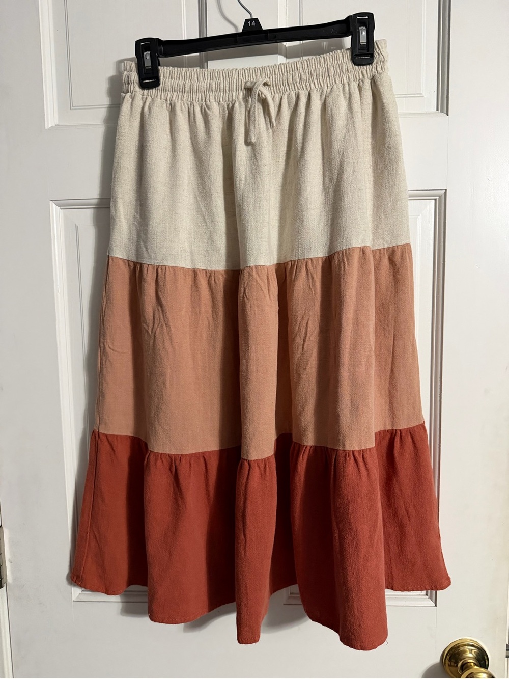 Tiered Maxi Skirt in Cream, Peach & Rust